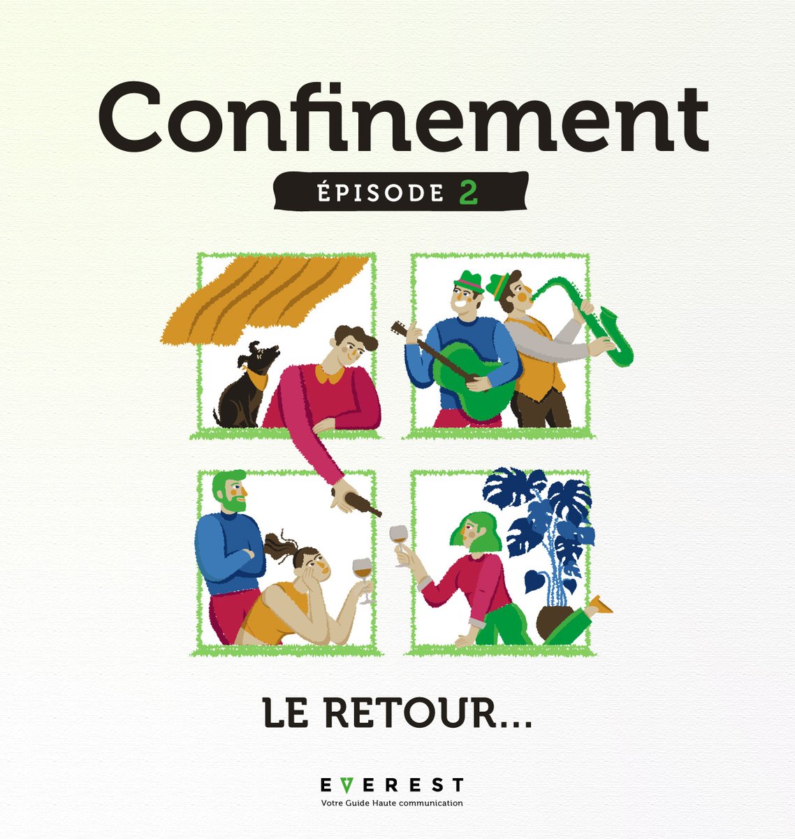 Le #confinement, épisode 2💚L'équipe de l’agence Everest reste totalement mobilisée pour assurer la continuité de ses missions de communication à vos côtés. Et ce, même en télétravail. Contactez-nous pour votre #communication #durable et #responsable  à #Rennes et en #Bretagne.