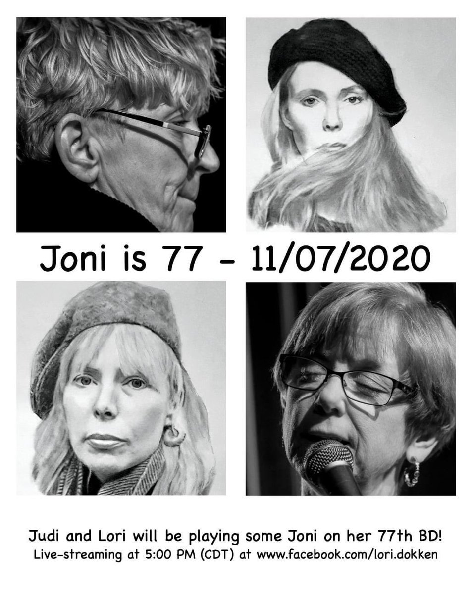 SATURDAY @ 5 - Judi and I sing JONI !

Joni Mitchell turns 77 on November 7th!  Join Judi Vinar and me as we hang out and perform some of her music ... live-streamed at 5:00 (CDT) on my Facebook profile page Facebook.com/lori.dokken

(sketches-Chuck Humphries. Pics Mary P Rogers.)