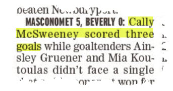 Whoa! Lady Chieftain <a href="/callymcs23/">Cally</a> notched a hat trick yesterday in <a href="/FhMasco/">MascoFH</a>'s 5-0 victory over Beverly. Way to go Cally!! #WeAreMasco