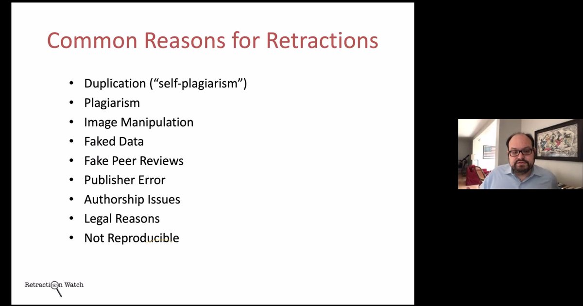 MDDelahunty's tweet photo. @Official_EMWA #EMWA50 @ivanoransky lists common reasons for #retractions https://t.co/UR0ALf9SCM