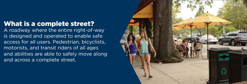 SpaceCoastTPO's tweet photo. A1. ‘Complete Street’ was coined in 2003 by America Bikes as it developed a transportation policy initiative to address all modes of travel along roadways. Complete Streets are designed to enable safe access for all users of all ages and abilities. #321CompleteStreets https://t.co/VPisOKFD1w