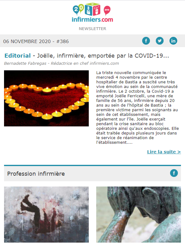 infirmierscom's tweet photo. La #newsIDE de la #quinzaine est partie https://t.co/v8VCg8OwQ3 Vous ne la recevez pas ? Rien de plus simple, inscrivez vous https://t.co/Xw6OzFEQl2 et restez informés sur votre #actualité et bien plus encore. @aperette https://t.co/uGHVVpKOdk