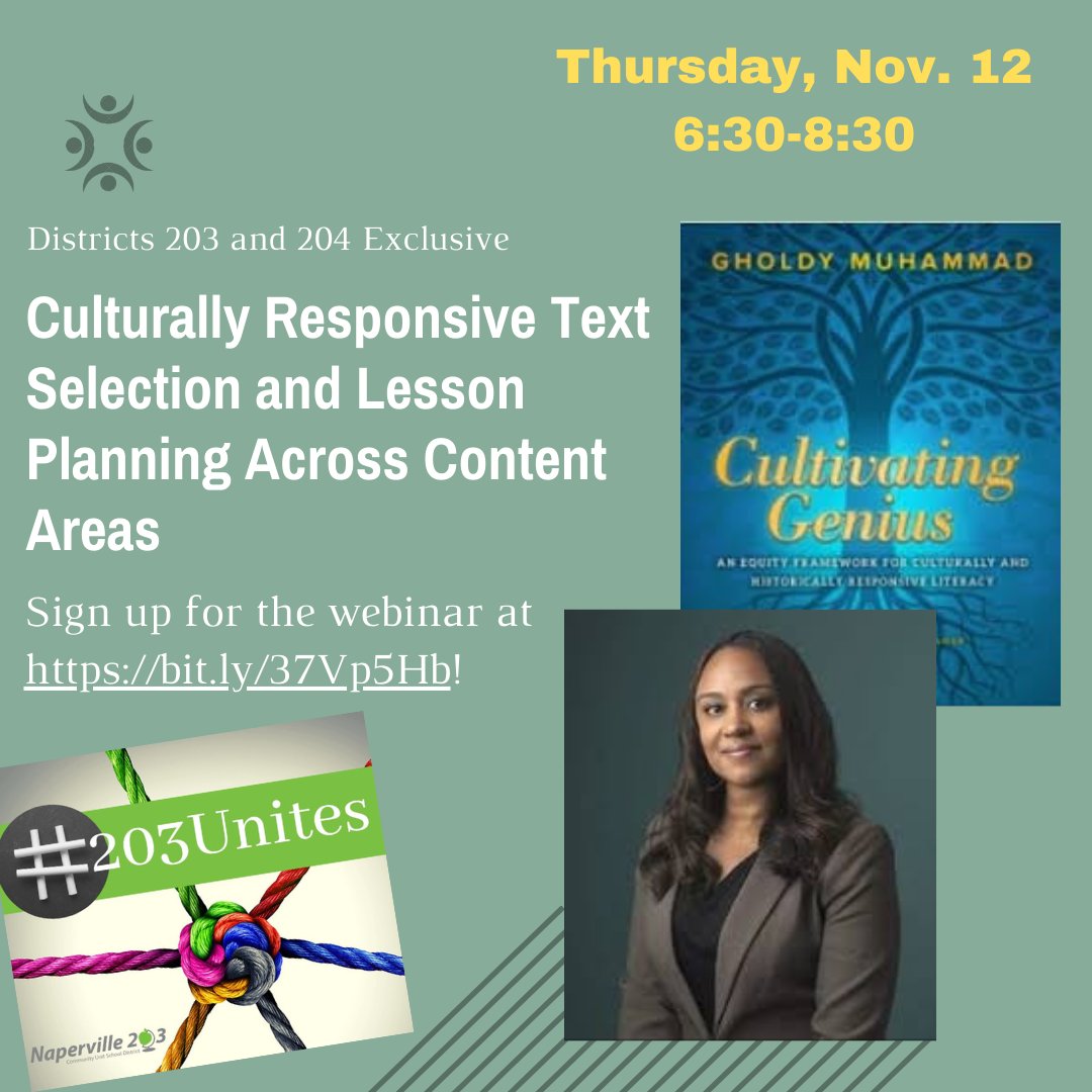 Can't wait to attend this webinar with <a href="/GholdyM/">Gholdy Muhammad</a> ! <a href="/Highlands203/">Highlands Elementary</a> Who's with me? #CultivatingGenius #203unites
