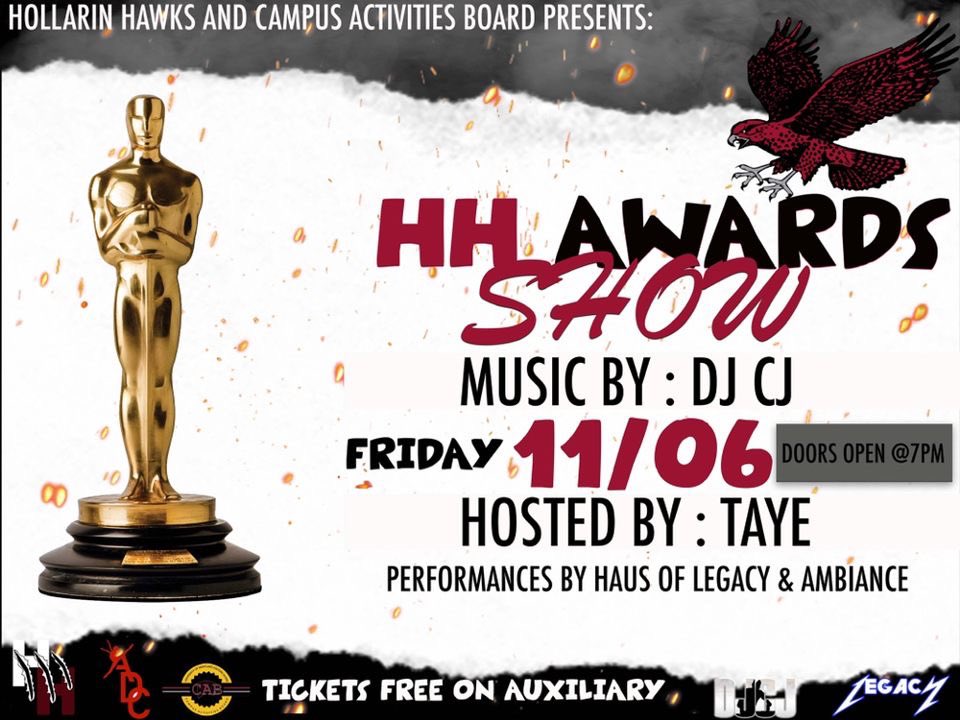 HollarinHawk's tweet photo. You already know the vibes‼️‼️🚨 Come out to the second annual HH Award Show 🏆 A night filled with recognition and performances presented to you by Hollarin Hawks and CAB 🗣x🚕 🤗 Let’s see who goes home with an award 👀 #umes https://t.co/TxCMg9qlRg