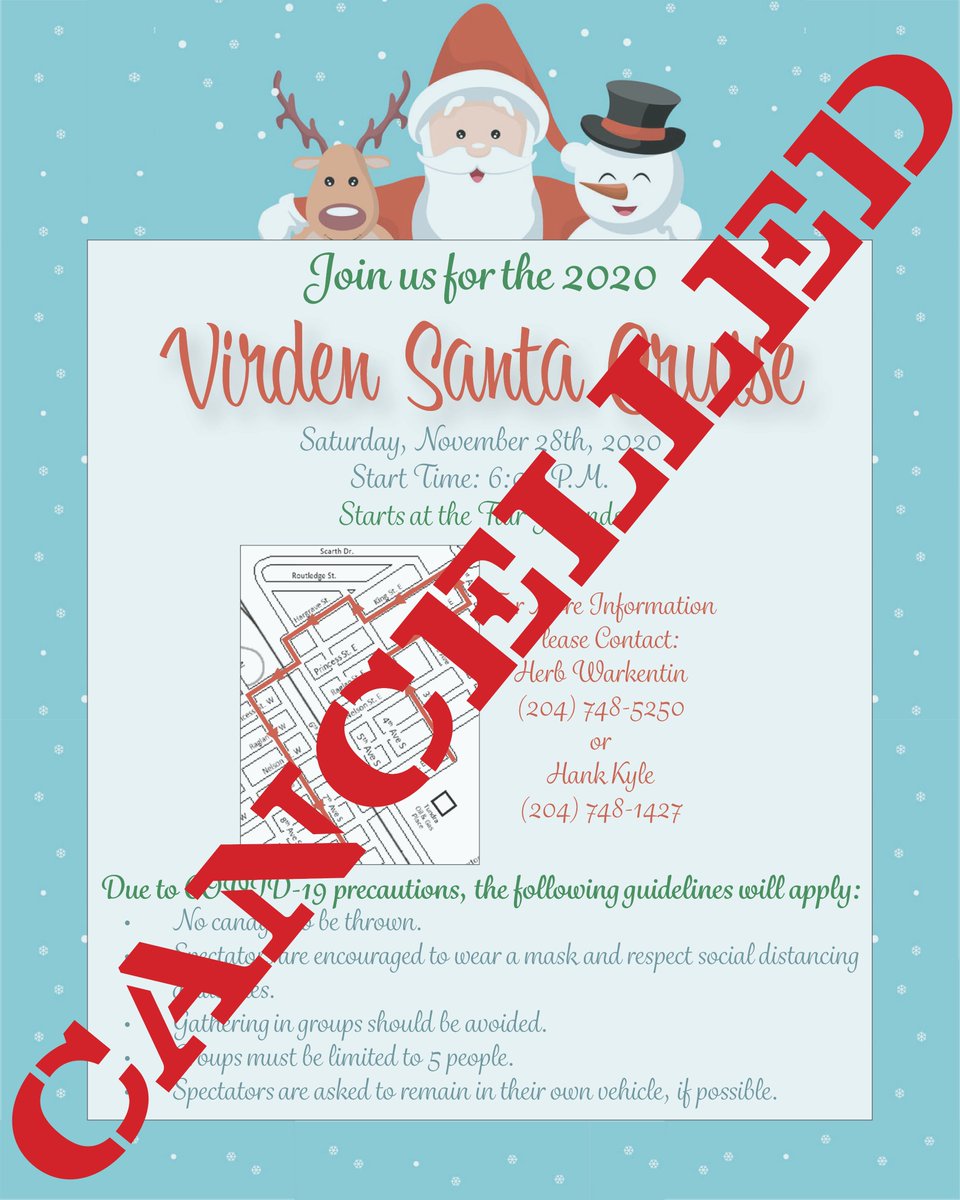 Unfortunately, due to the Code Orange restrictions and the current public health situation, the difficult decision has been made to cancel the 2020 Santa Cruise.