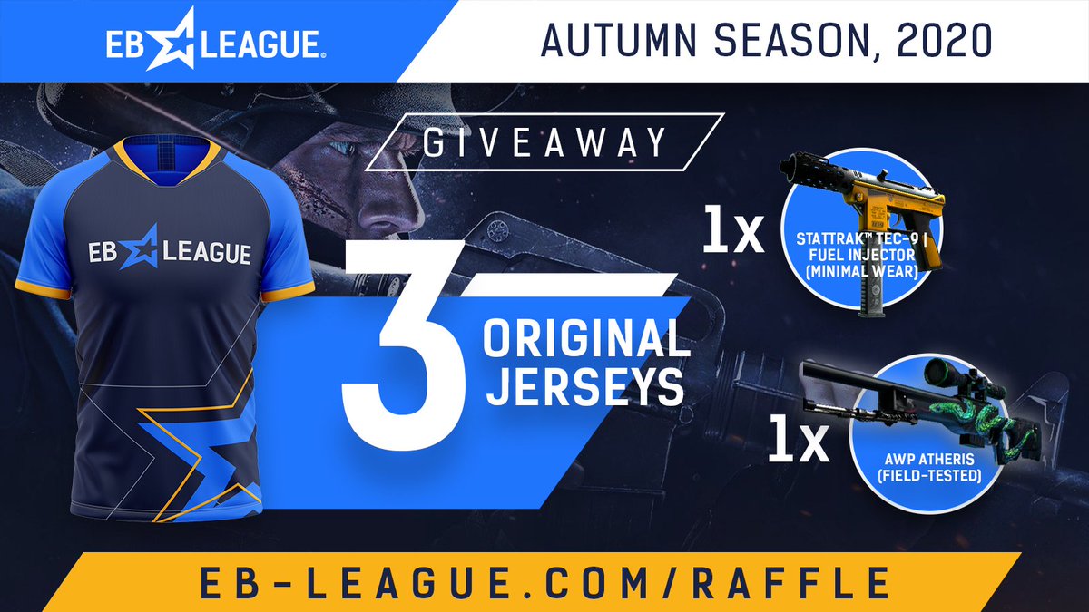 EsportBLeague's tweet photo. The 🏆Esports Business League🇧🇬 Season 2 finals are starting tomorrow and we think it's time for a #giveaway

🍀3x #EBLeague jerseys
🍀StatTrak™ Tec-9 | Fuel Injector
🍀AWP | Atheris
✅Enter here: https://t.co/KZFdiUBnfM

#esports #gaming #CSGO #StarCraft2 #EBLeagueSeason2Finals https://t.co/9h1Ic77wsT
