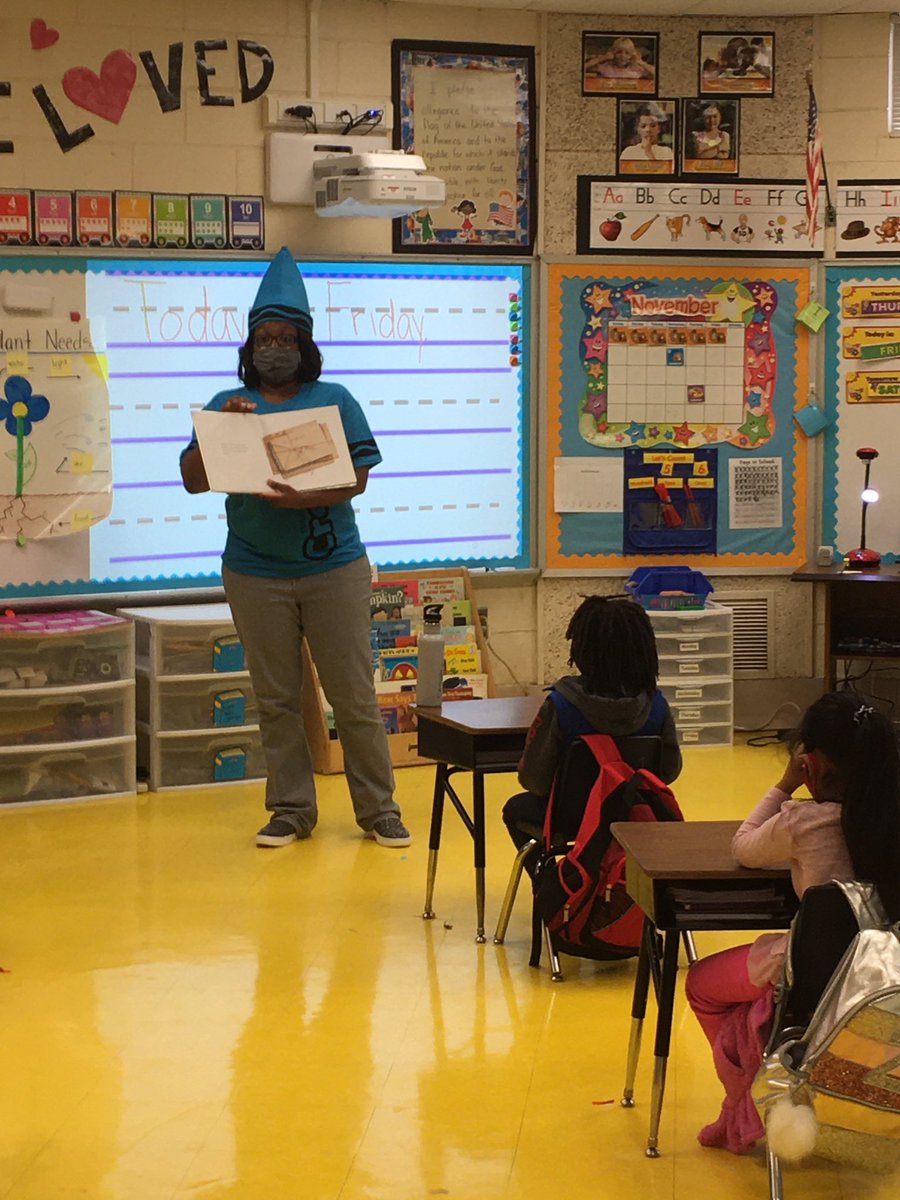 IPEPirates's tweet photo. THE DAY THE CRAYONS QUIT!    Curriculum Facilitator T Perkins reads to our Kindergarteners. https://t.co/aEnMIkmsMc