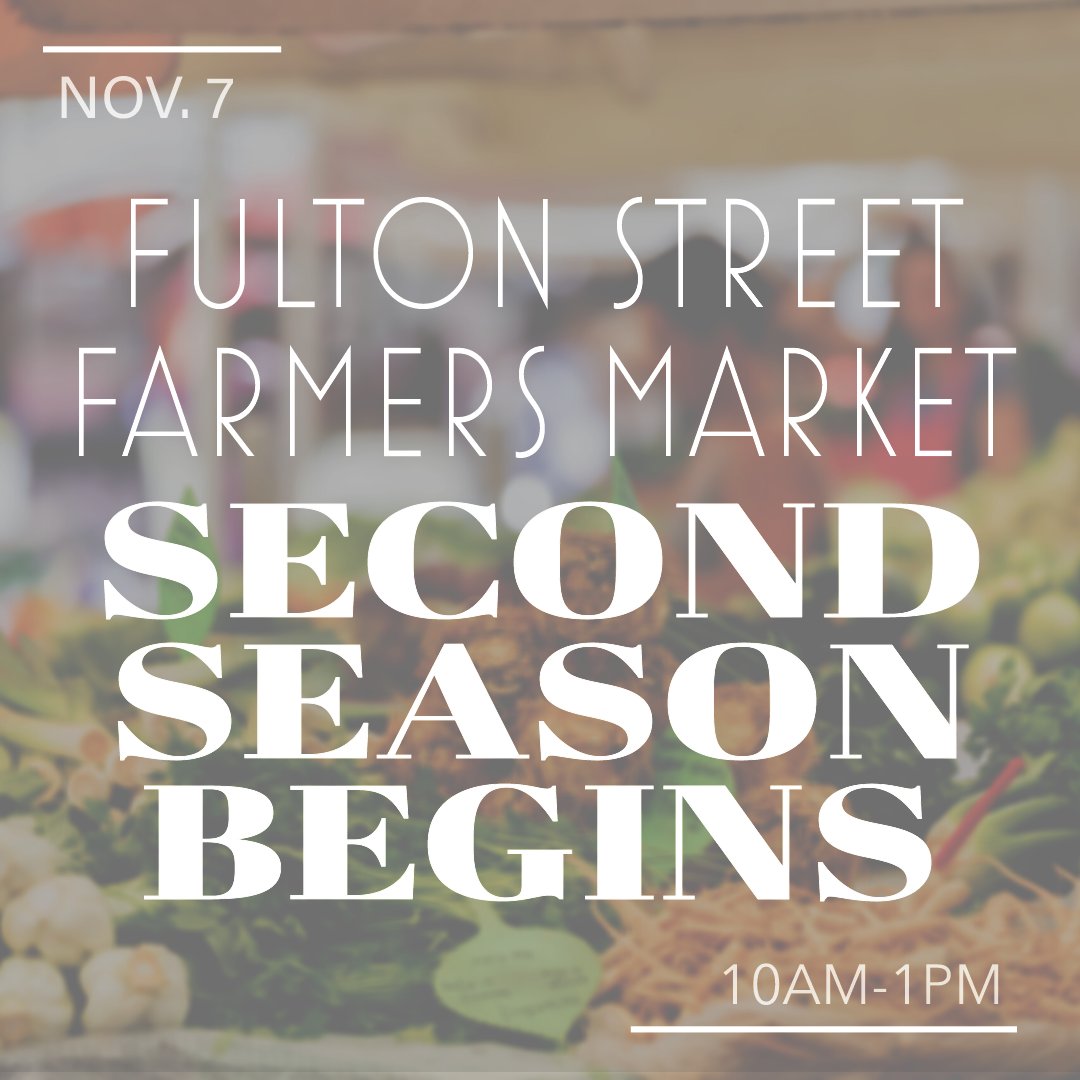 accessofwm's tweet photo. The Fulton Street Farmers Market is open year-round! FSFM's Second Season begins on November 7 and will be open Saturdays from 10am-1pm. FSFM accepts SNAP, Double Up Food Bucks, WIC Project Fresh, and Senior Market Fresh! https://t.co/pXv3QM7Oic