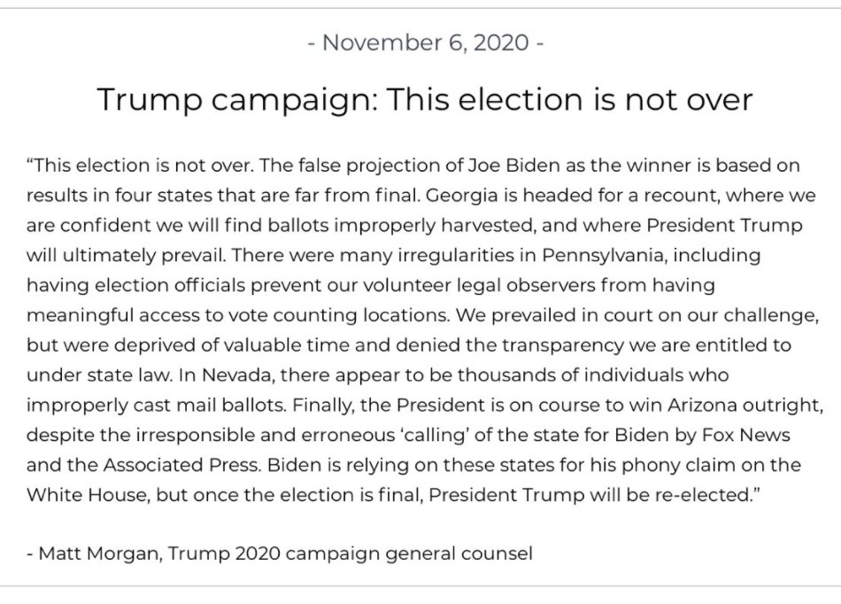 Trump team saying election not over, including:"In Nevada, there appear to be thousands of individuals who improperly cast mail ballots."No. No. There are not.Bogus list they sent to DOJ contains military folks who cast absentees. And at least one person I know.1/