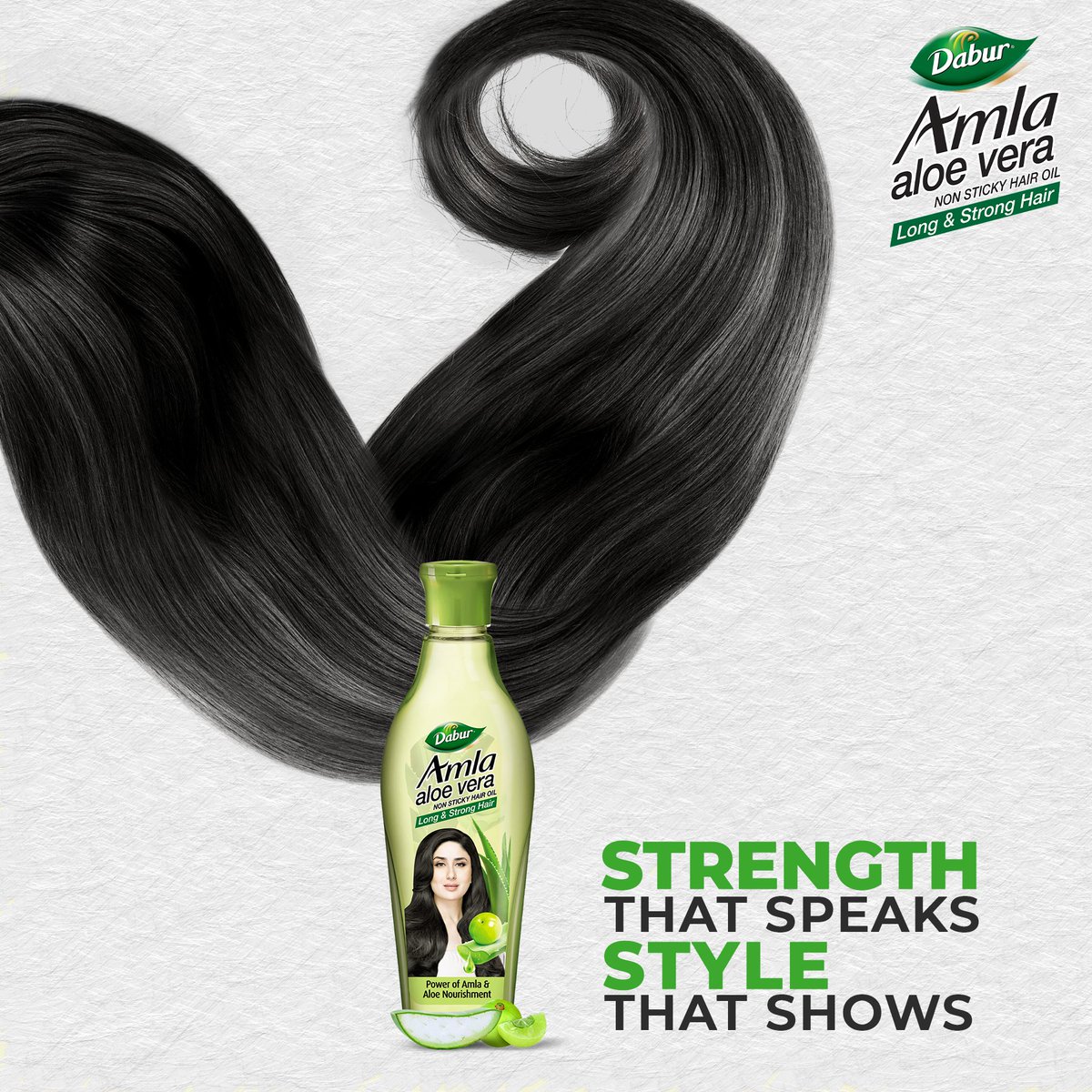 Dabur Amla Aloe Vera hair oil makes your hair worthy of admiring expressions. Strong hair speaks for itself, while the style is more than just for show. Get Dabur Amla Aloe Vera to enjoy the strength of Amla and the shine of Aloe Vera. 
#DaburAmlaAloeVera #StrengthAndShine