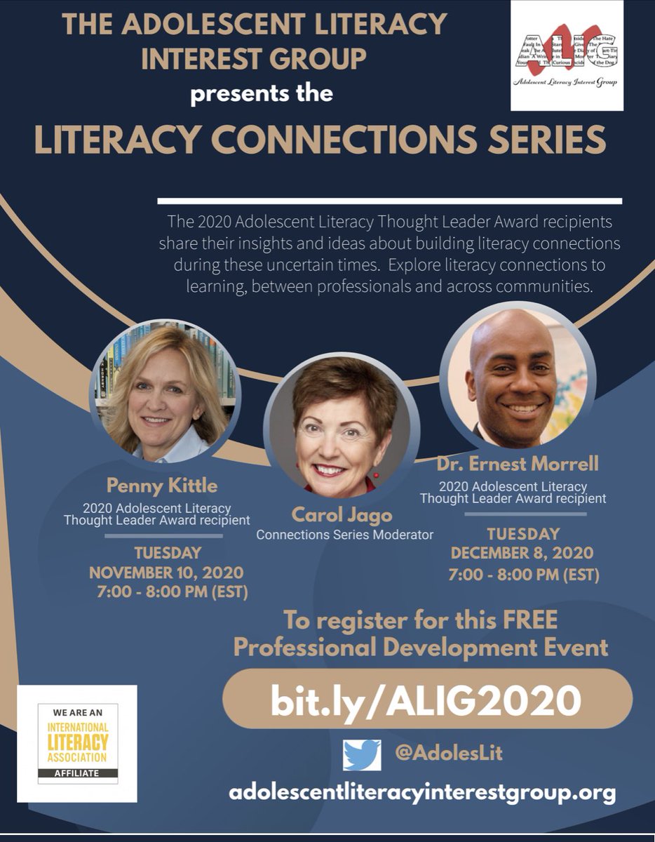 KellyGToGo's tweet photo. Want to hear three brilliant English teachers discuss literacy in these challenging times? FOR FREE? Congrats to Penny and Ernest. Well deserved. @pennykittle @ernestmorrell https://t.co/qahjolquAP