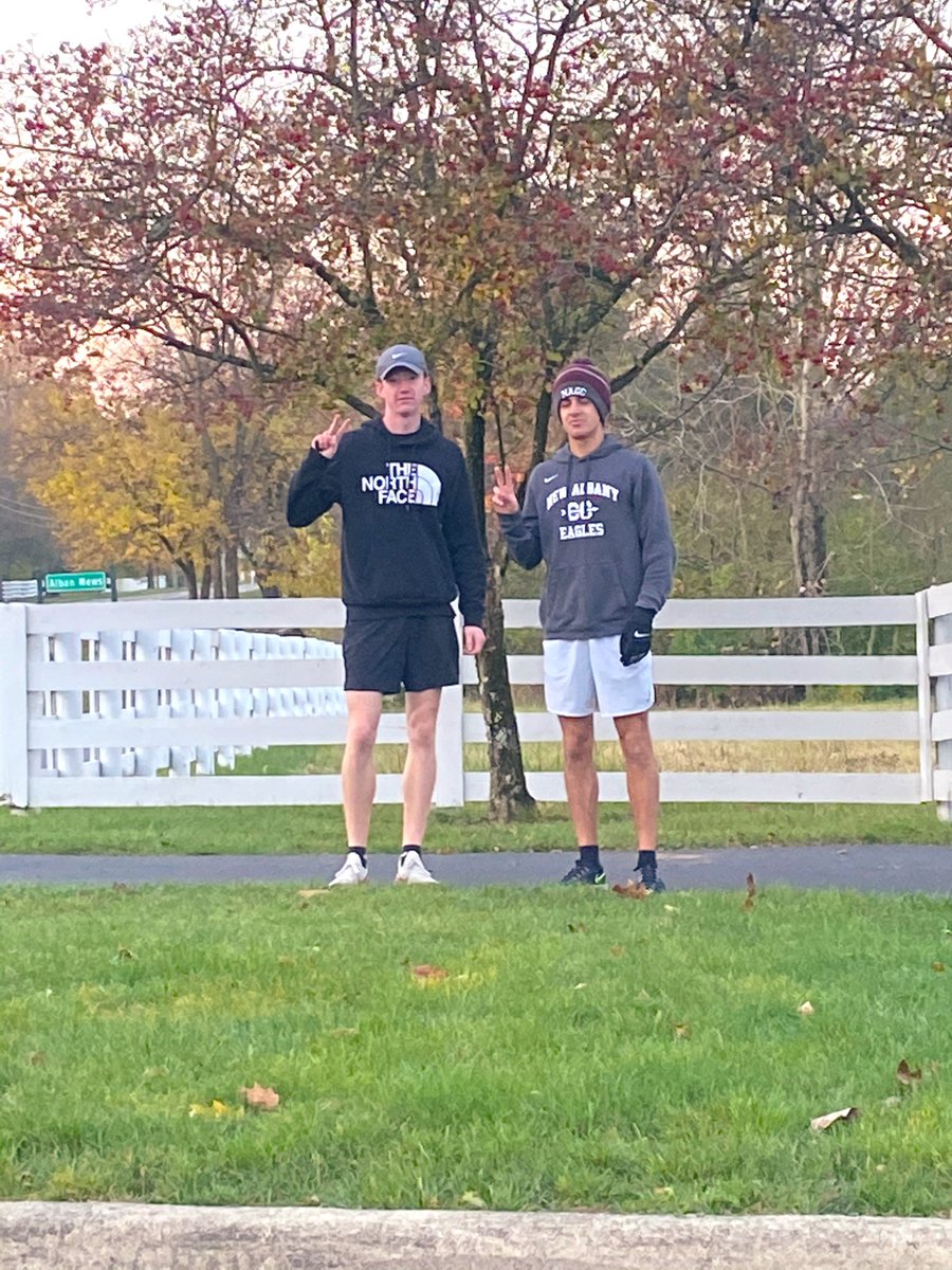 newalbanyTF's tweet photo. Wakey wakey.... State XC meet is tomorrow and I spotted with my little eye these two out for an early morning shakeout run. #GOTIME  #stateboundbaby @NASSConvocation @EagleBackers @napls_athletics @napls_hs @victororsinelli @CFBenseler @MrFlecherNAHS @OHSAASports https://t.co/bEQRYWN2P6