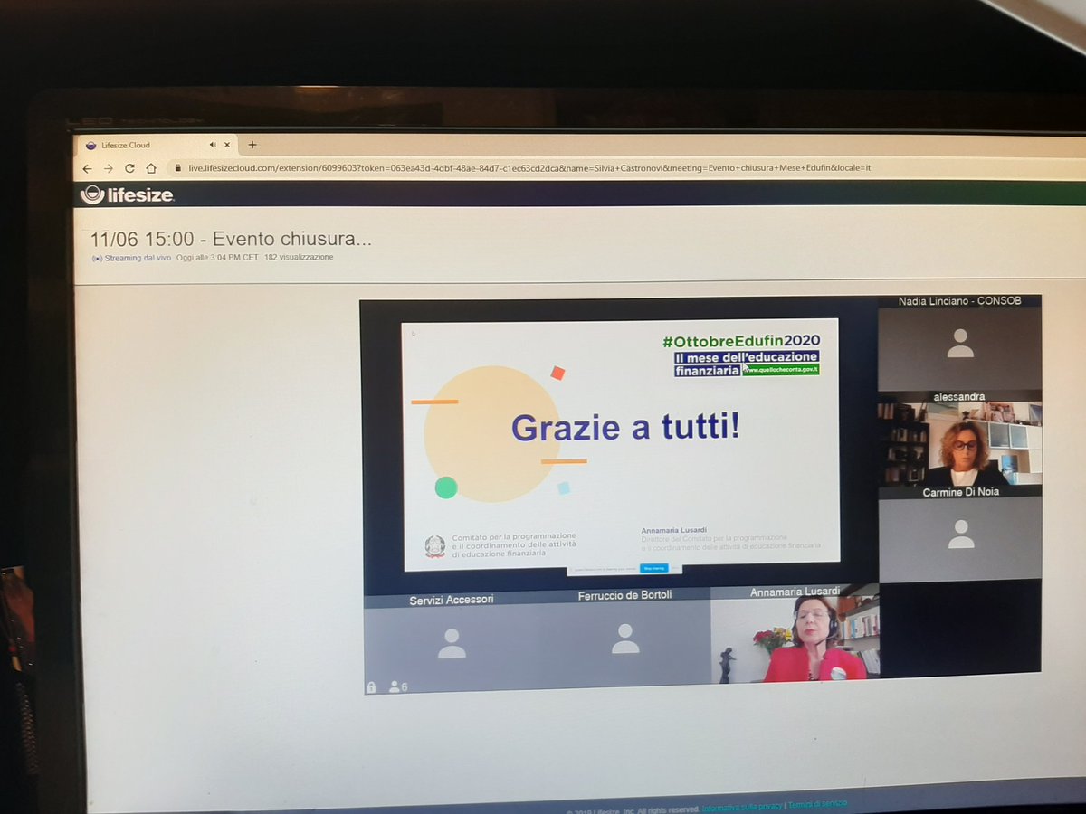silviacastronov's tweet photo. Evento conclusivo #meseducazionefinanziaria2020 @ITAedufin Oggi parlano i numeri e fra i 182 proponenti c'è anche @Altroconsumo con #bastaunClick Un #Grazie anche da parte nostra @A_Lusardi https://t.co/88dG7VflEM