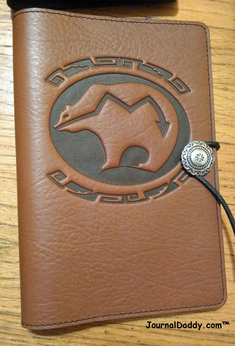 JournalDaddy's tweet image. Large refillable leather bear journal. This will be in San Angelo at our next show this weekend 11-7-20 along with many more.