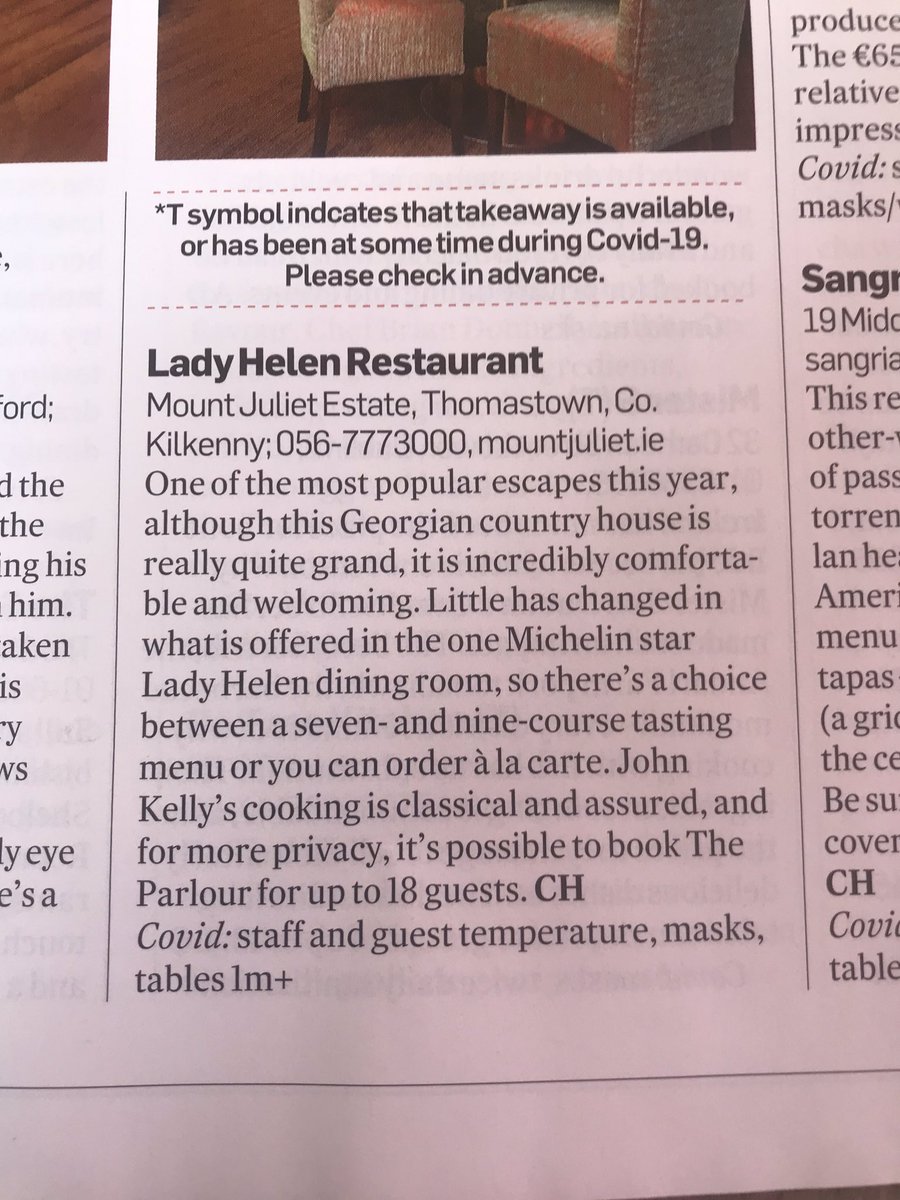 mountjuliet's tweet photo. Delighted to be included in todayโs @IrishTimes 100 great places to eat. Thank you @CorinaHardgrave @ThatAliceCooks @lisakatiecope for including our Lady Helen Restaurant @jonhkelly1981 ๐
#michelinstar #mountjuliet #dininginireland #4rosettes @LoveKilkenny https://t.co/4D3FqZAVHO