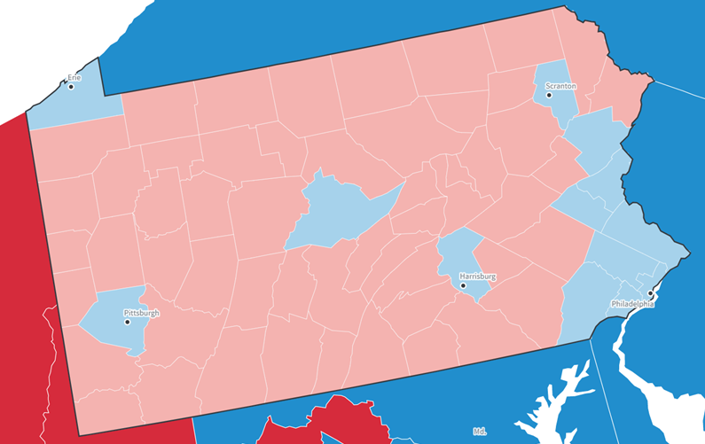手を洗う救急医taka 木下喬弘 バイデン氏がジョージアとペンシルベニアを逆転し 票の上ではほぼ勝利が決まりました 地図 を見てみると ジョージアならアトランタ ペンシルベニアならフィラデルフィアやピッツバーグなど都市部が真っ青なのがよく