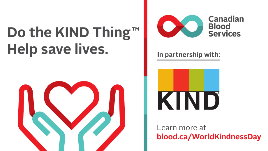 CanadasLifeline's tweet photo. Proud #PartnersForLife @KINDSnacks wants you to celebrate #WorldKindnessDay by:
❤️ Donating blood or plasma
❤️ Giving a financial gift
❤️ Joining Canada’s stem cell registry
❤️ Encouraging others to donate
Learn more at https://t.co/3edeoqxeUf
#snackKIND #CanadasLifeline https://t.co/jUy5KXKs27
