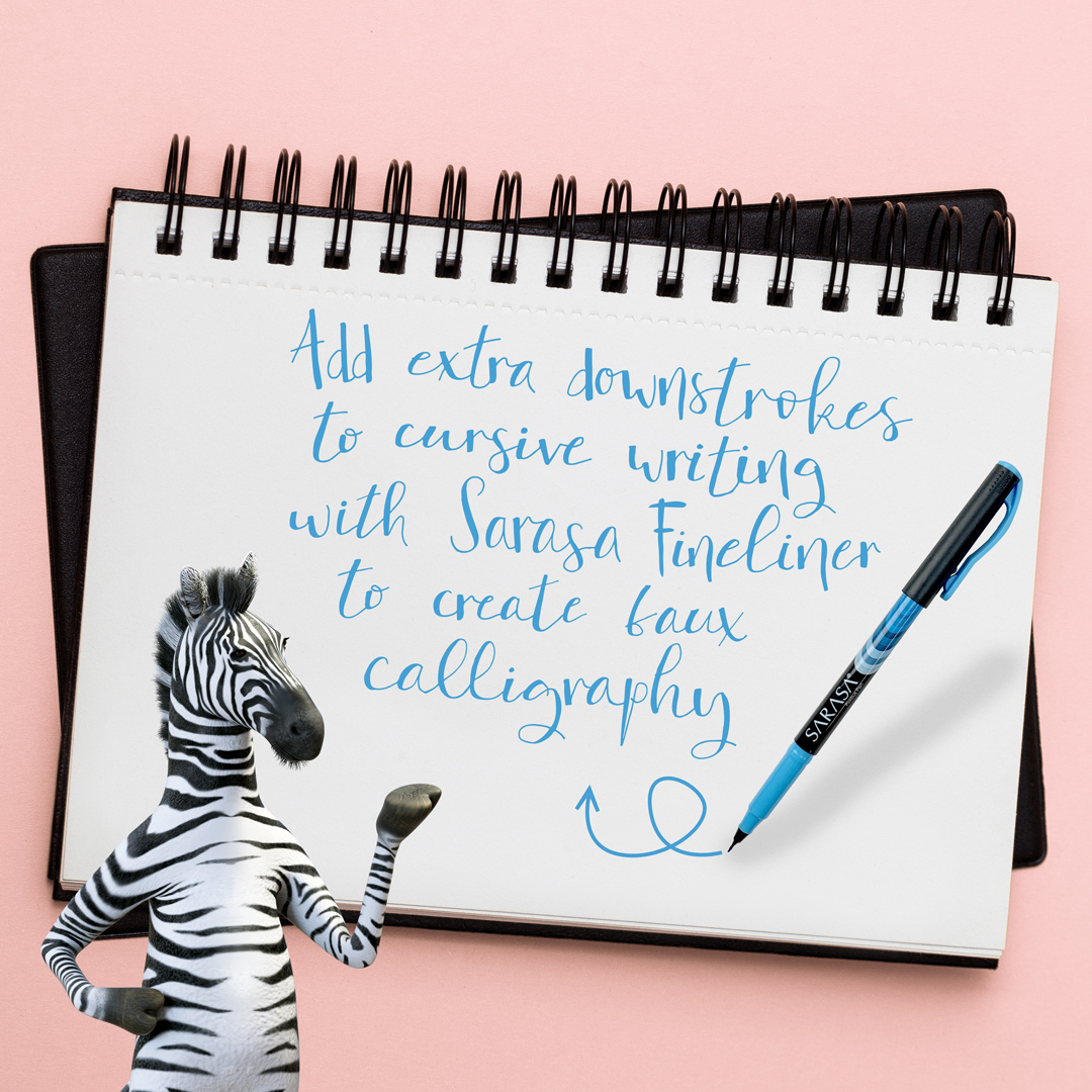 ZebraPen's tweet photo. You don't need brush pens to achieve perfect calligraphy. The needle point tip of Sarasa Fineliners allow you to create faux calligraphy without the brush tip. Shop: https://t.co/T3oYQstFqL #ZenTips https://t.co/BWYwESmiXY