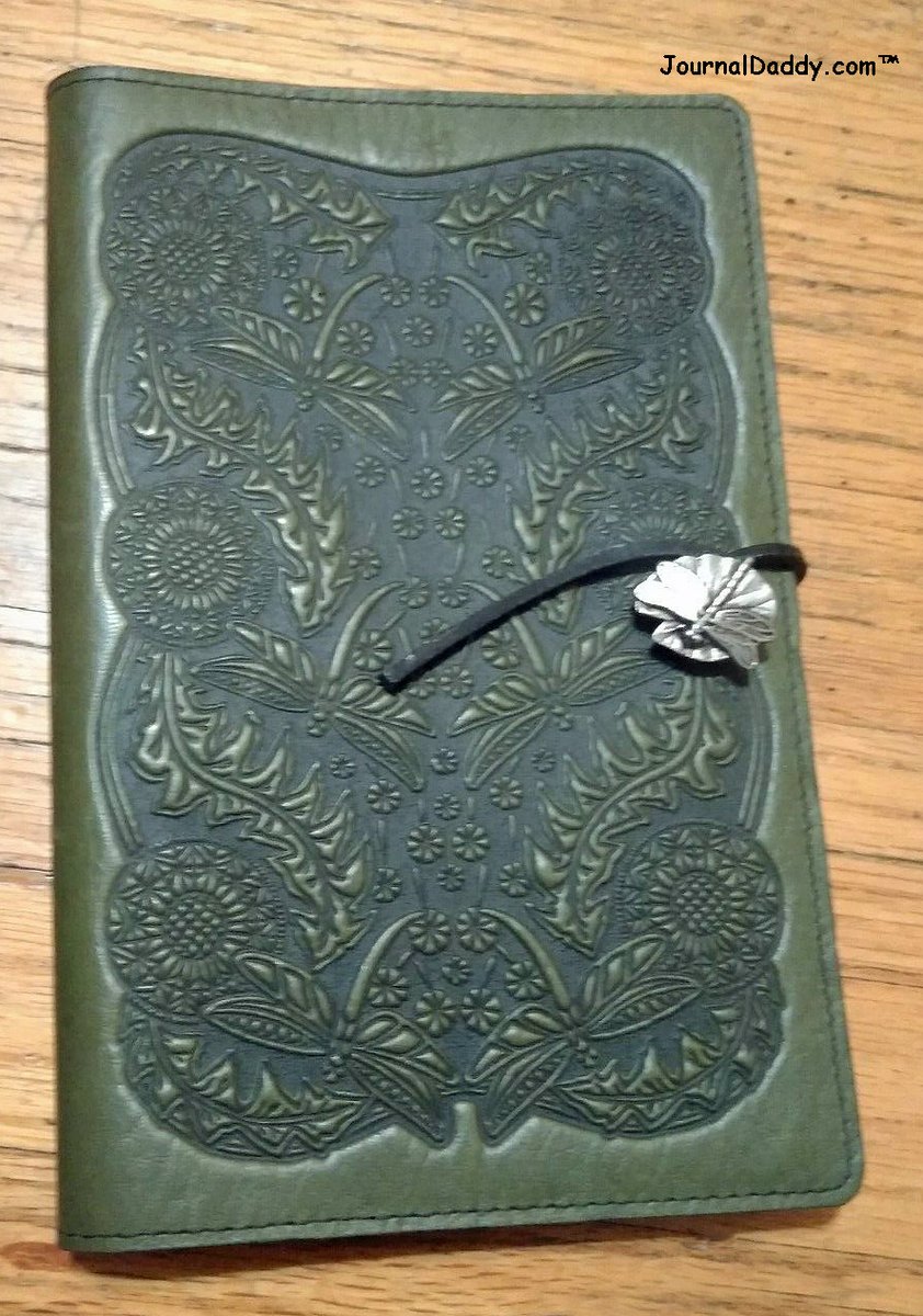JournalDaddy's tweet image. Large refillable leather Dandelion Dragonfly journal. This will be in San Angelo at our next show this weekend 11-7-20 along with many more.