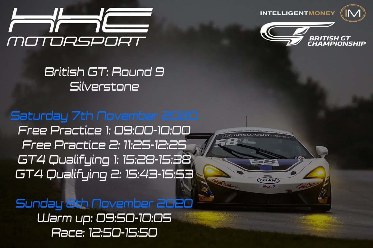 For the final time this season here’s the timetable for this weekend’s action! 

📺 As always you can watch live on the British GT Facebook page and the GT World YouTube channel! But for the first time ever you can also watch live on Sky Sports F1

#BritishGT #SilverstoneShowdown