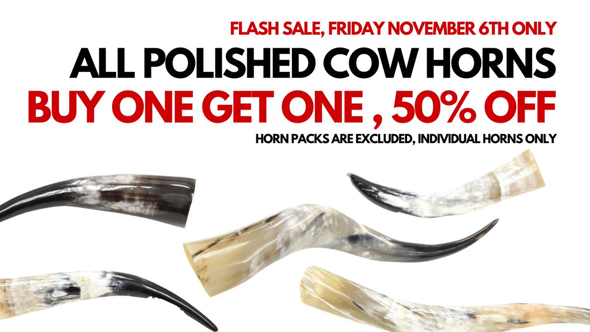 theleatherguymn's tweet photo. Cow horns, get yer cow horns here! https://t.co/IhzCW9pXP8

BOGO 50% all single cow horns for your drinking horn, home decor, or cosplay needs.
#leatherworker https://t.co/97q4fLjdf9