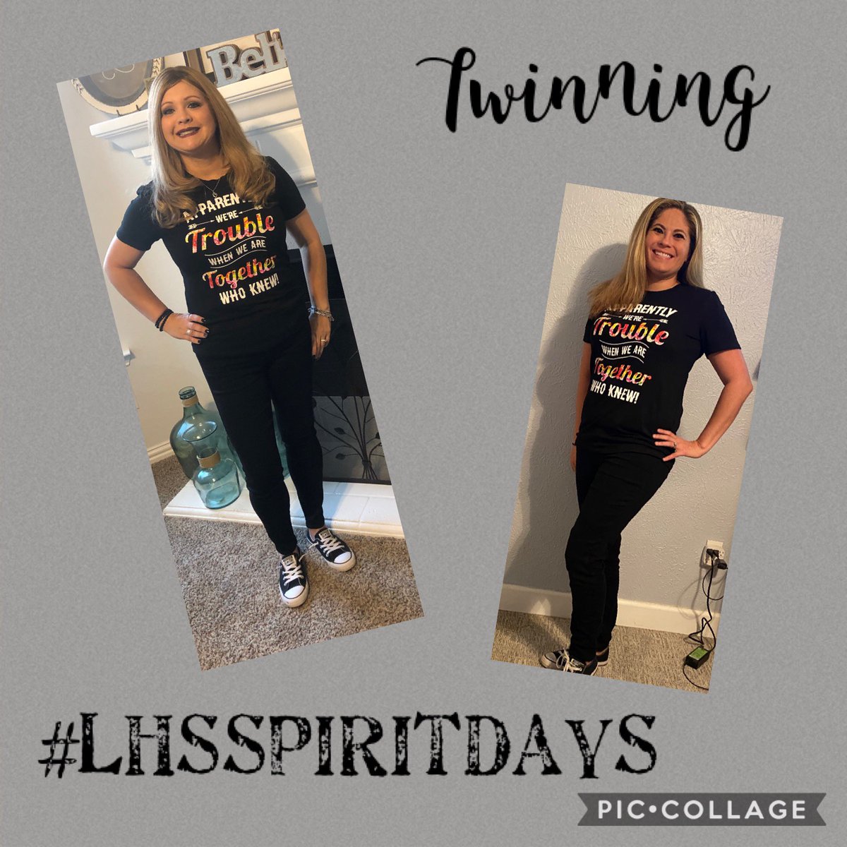 EsthayMichelle's tweet photo. So much that we are at two different campuses but still making it happen. #LHSspiritday #LHSSTUCO @lewisvillestuco @LewisvilleHS https://t.co/zdV3OzbI6B