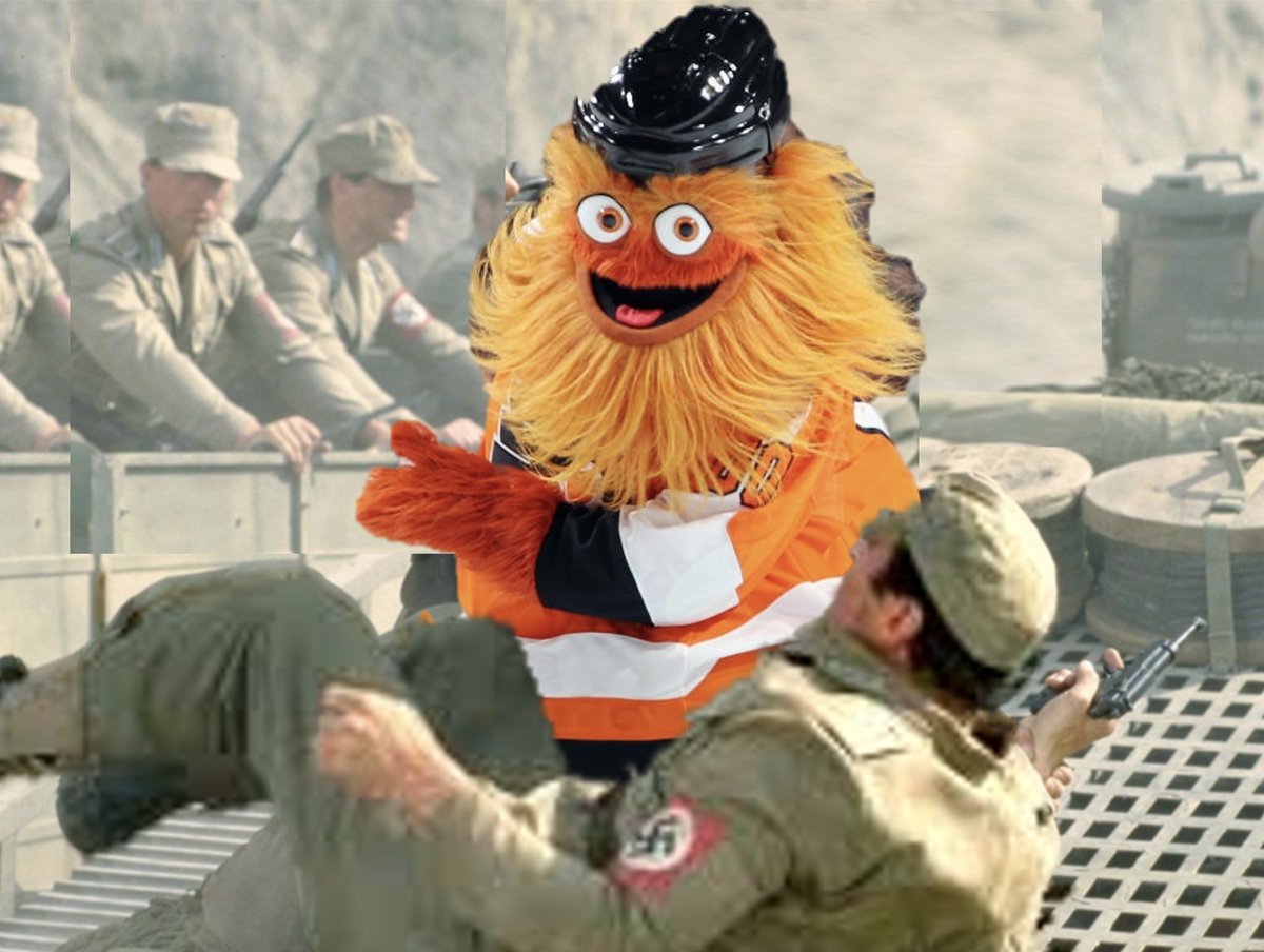 m_j_suriano's tweet image. Here's a picture of Gritty punching a Nazi. #2020ElectionResults