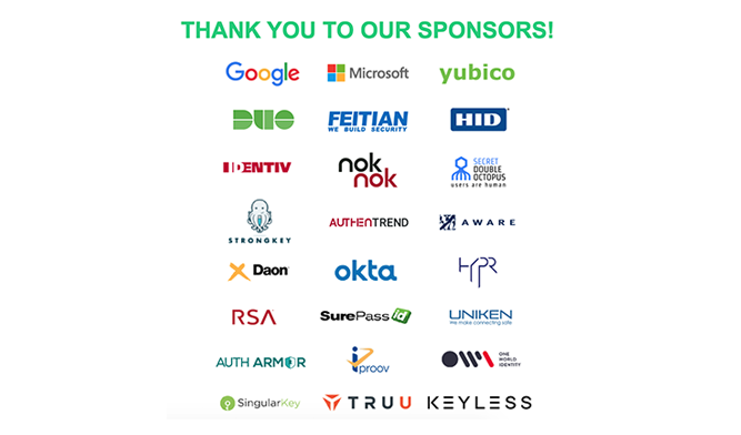 FIDOAlliance's tweet photo. Thank You to all of our #Authenticate2020 exhibiting sponsors! There’s still time to register (it’s free) https://t.co/cDiIdI7DT2 https://t.co/lwk6VeHYN3