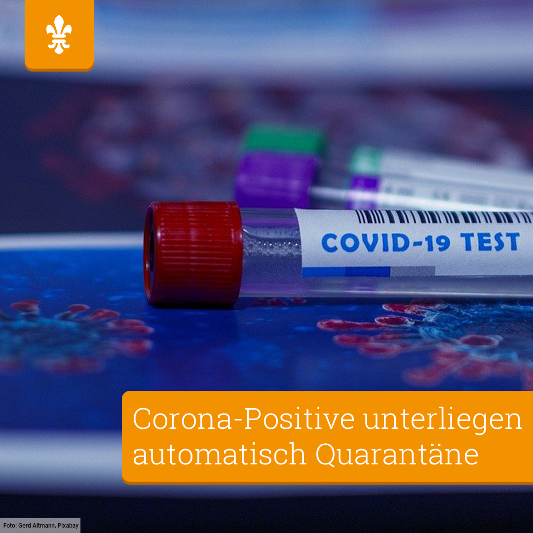 Stadt_Wiesbaden's tweet photo. 😷 Das Gesundheitsamt weist nochmals auf die 14-tägige Quarantänepflicht (ab Tag der Testung) für Personen hin, die ein positives Corona-Laborergebnis erhalten. 
➡️ https://t.co/grGW94bfTo https://t.co/9K21faXKpe