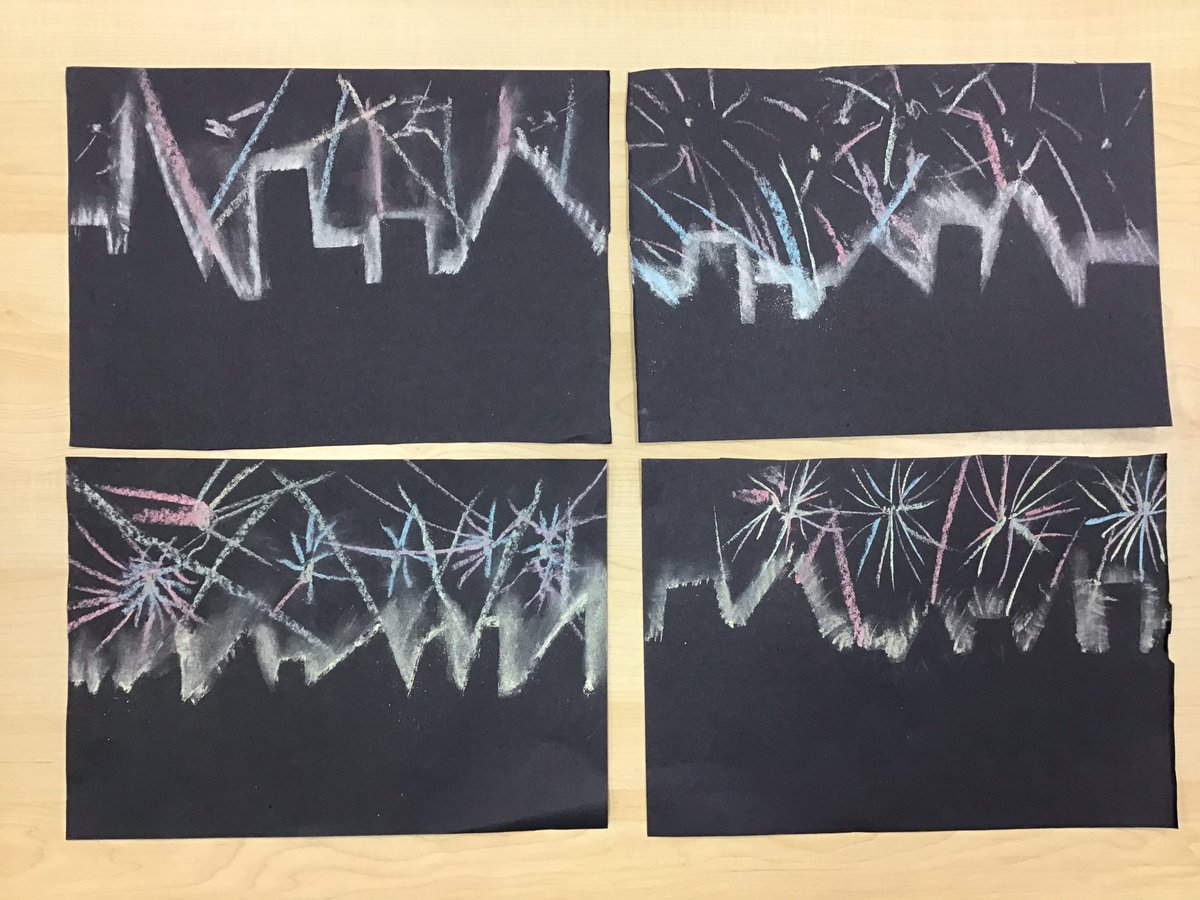 MpYear2's tweet photo. We have enjoyed learning about Guy Fawkes and the Gunpowder Plot this week. This afternoon we created firework inspired art using chalk 💥💥💥 https://t.co/Z4NsC1xSLl