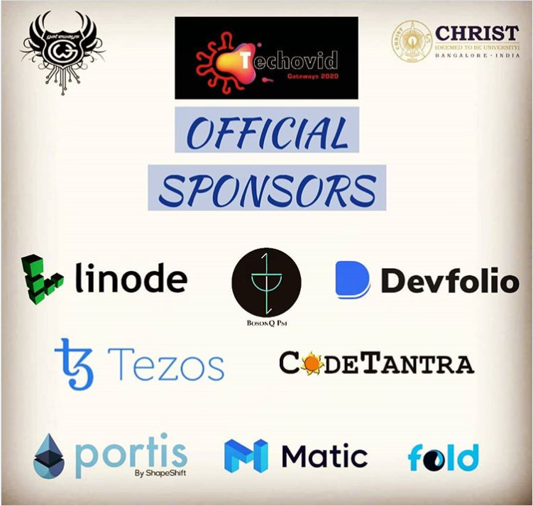 2020gateways's tweet photo. OFFICIAL SPONSORS of GATEWAYS-2020
@linode @bosonqpsi @Devfolioco @maticnetwork @tezos @foldbank @portis_io @CodeTantra 

All set to start...!! GATEWAYS-2020 
#ComingSoon @2020gateways #2020gateways https://t.co/F3jAVRaGRD