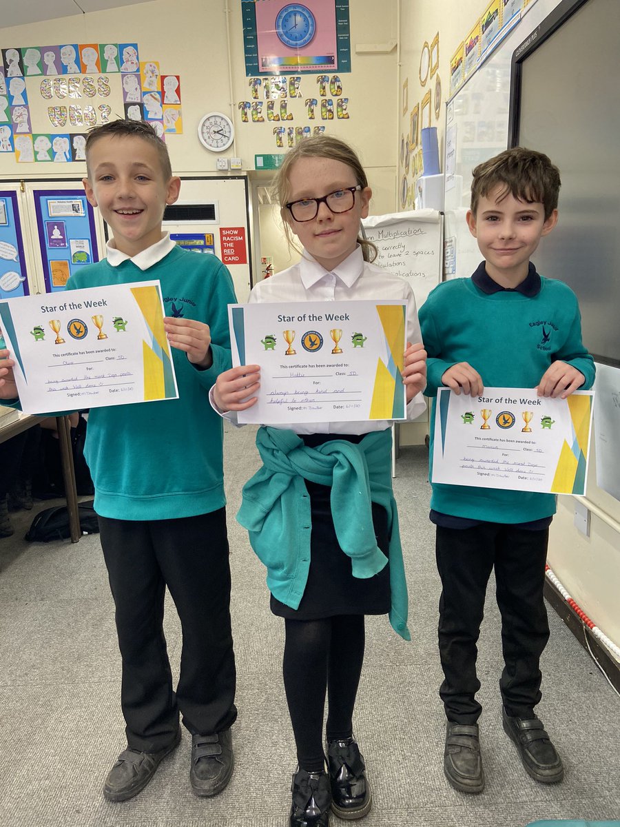 eagley5d's tweet photo. Happy Friday from the 5D Allstars! We had 3 stars of the week this week, who have all been super helpful and role models to the rest of the class #howtobehave #thesekidsareonfire https://t.co/aNHUKH02pu