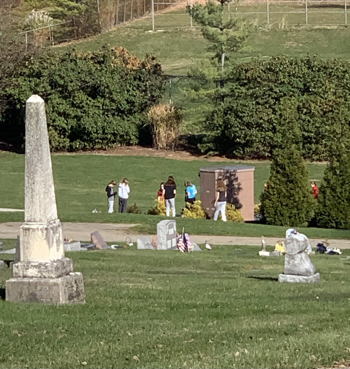 STJPanthersArt's tweet photo. While the students in the 7th grade Photography elective class would normally be at the Zoo taking pictures this week. They are instead enjoying this beautiful weather and making the best of taking pictures on school grounds and the cemetery! https://t.co/ULv96WE3t5