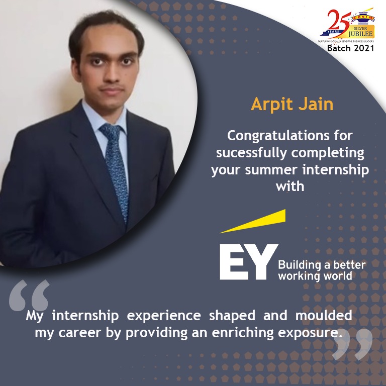 LBSIMOnline's tweet photo. LBSIM, Delhi congratulates Arpit Jain, PGDM General, 2019-21, for successfully completing his summer internship with #EY.
#internship #lbsim #lbsimdelhi #experience #lbsimdwarka #lifeatlbsim #leadersinmaking #businessleaders #mba #pgdm https://t.co/8n6pjPlT4Z