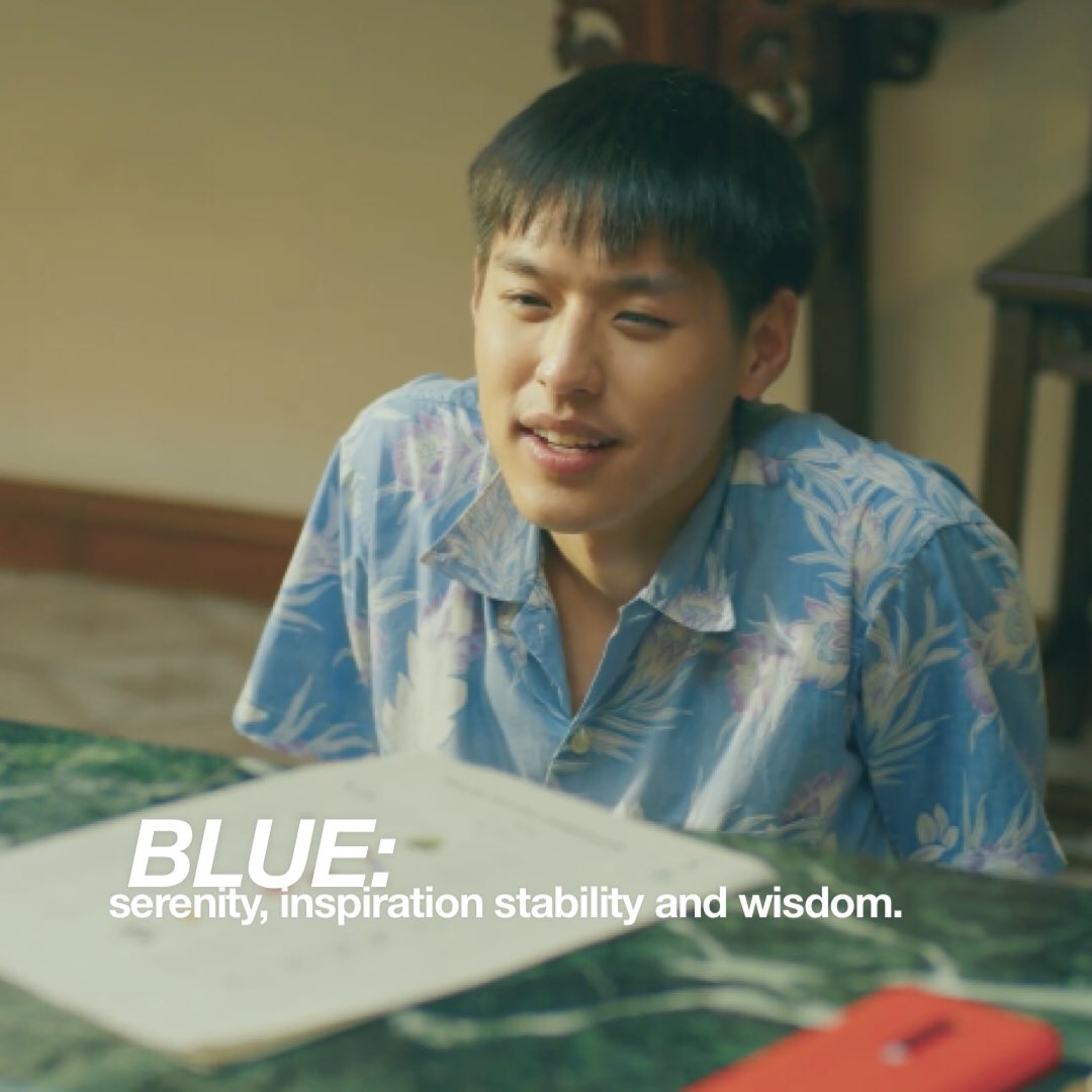 teh, who's color is blue, is very stable and smart. he's a good student who got into his dream university and has a girl who could potentially become his gf. ohaew looks up to him on this matter. he tell teh he admires him for having his life together and knowing what he wants.