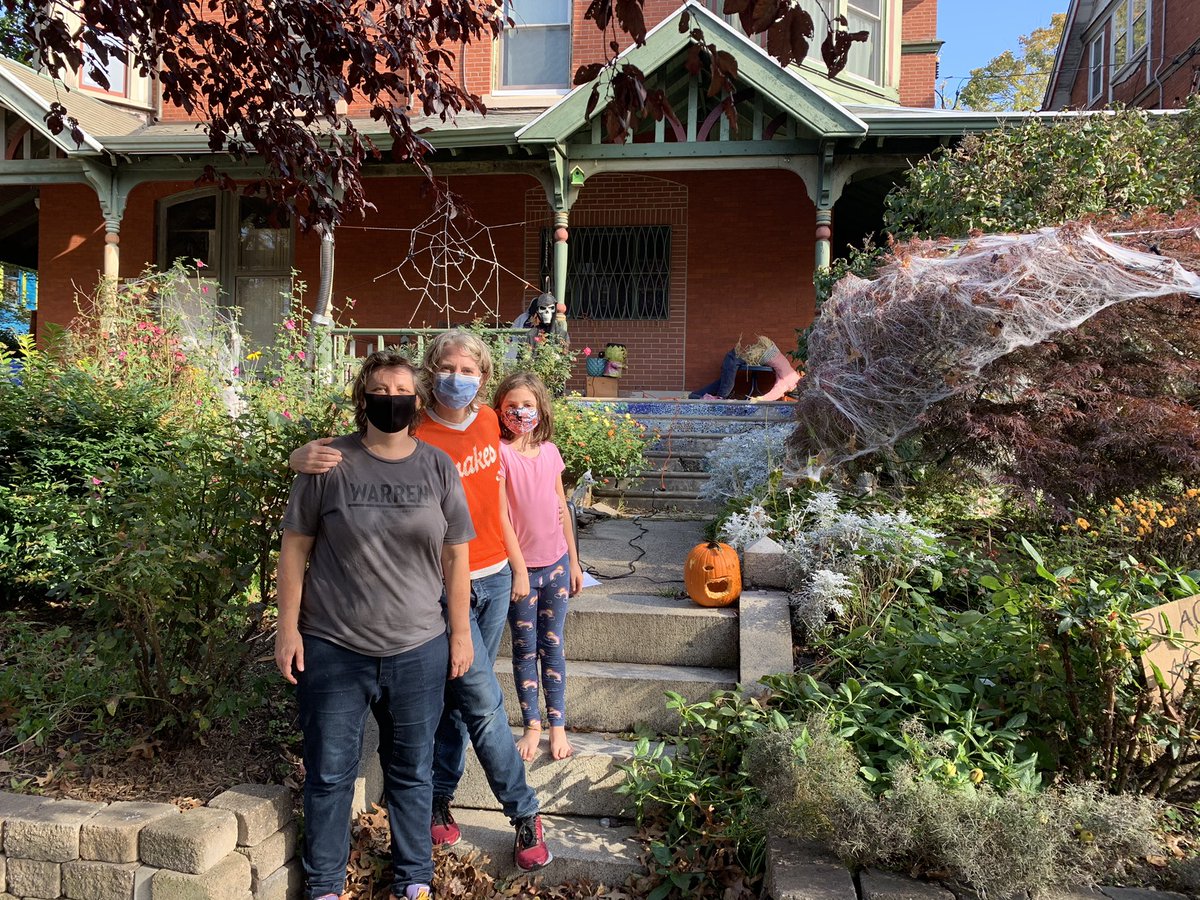 Brooke O’Hara, Sharon Hayes, and and their daughter, Alice, hosted the dance party.“It just felt really symbolic that the Philly drop put Biden over,” said O’Hara. She said their house had been putting in 20 hrs/week to educate voters & help local campaigns leading up to Nov 3.