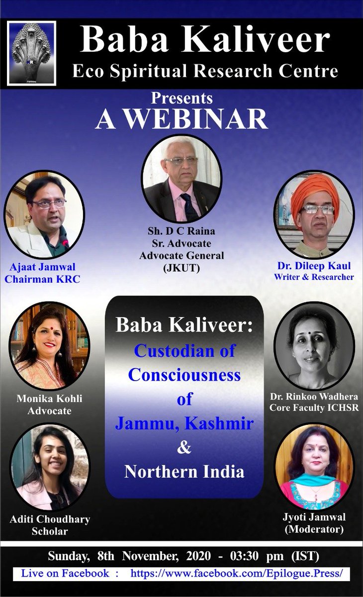 SaveSabrimala's tweet photo. Sri #BabaKaliveer Eco Spiritual Research Centre will hold a Webinar on Baba Kaliveer on Sunday, Nov 8, 2020 from 3.30 onwards. 
Watch live https:\\https://t.co/JhQ2HJIn4i 
@CaliphateXposed @rinkoowadhera @AdvMonikaKohli1 @OliveGreens09 @Vinu_Sakshi @DostKhan_Jammu @namyapurii https://t.co/uGlX0kUcoi