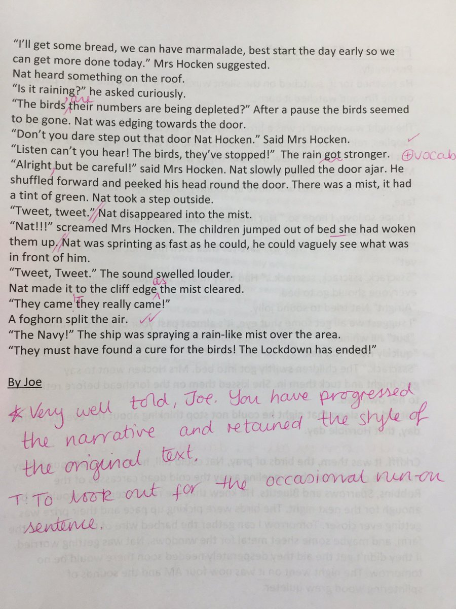 DunhurstEnglish's tweet photo. How will it end? Year8 #creativewriting in the style of #DaphneDuMaurier reflecting on her ColdWar ending - a story so relatable in our modern times #Lockdown2 https://t.co/13NohBV9Nq