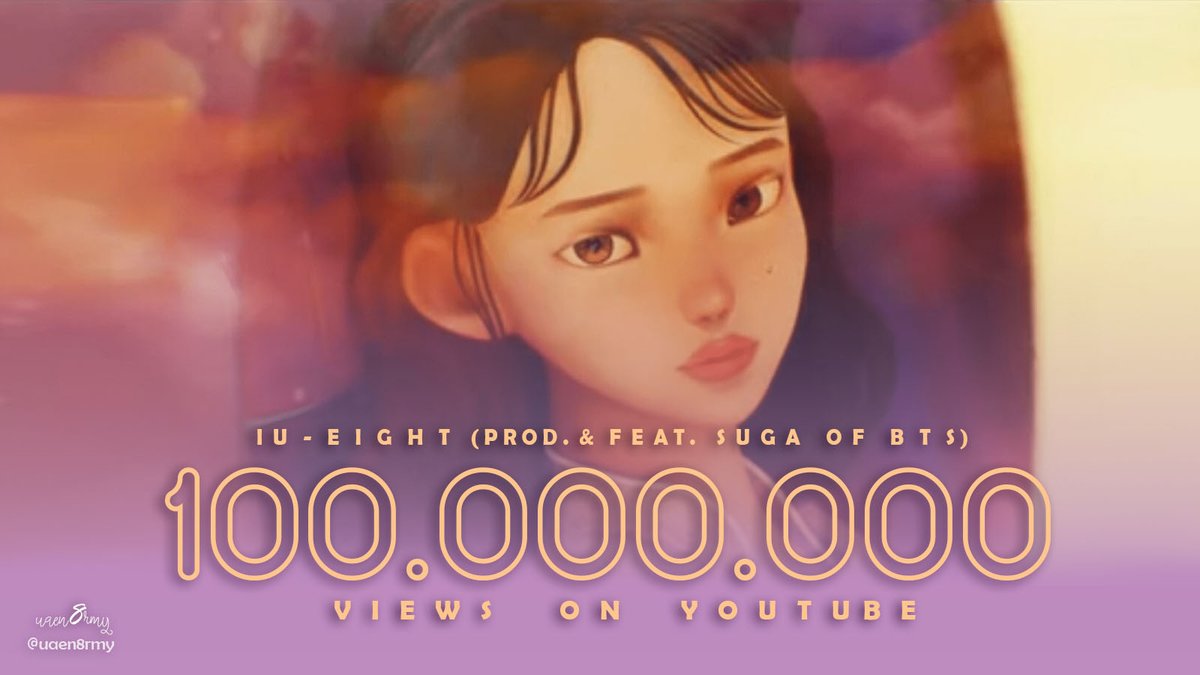 MatchaWithBTS's tweet photo. 🌨️[𝐈𝐍𝐅𝐎]🌨️

¡El Mv de 'Eight' de IU ft. Suga ha superado los 100,000 Millones de visitas de YouTube!
#iu_eight #SUGA #Eight100M #iu https://t.co/v5hkJD9vfv