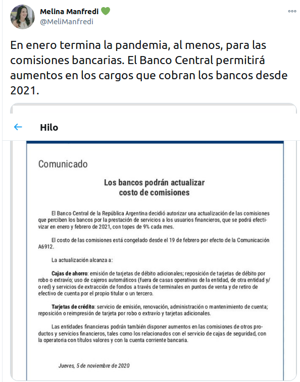 hipotecadosuva's tweet photo. .@Martin_M_Guzman El verano será a pedir de los bancos. A esto 👇se le suma el descongelamiento de las cuota de los #HipotecadosUVA. De ese lado, el sistema financiero:  siempre se salen con las suyas. De este lado, 105.000 familias esperando que la #MesaTecnicaUVA se active!!! https://t.co/G1j8VIHIcA
