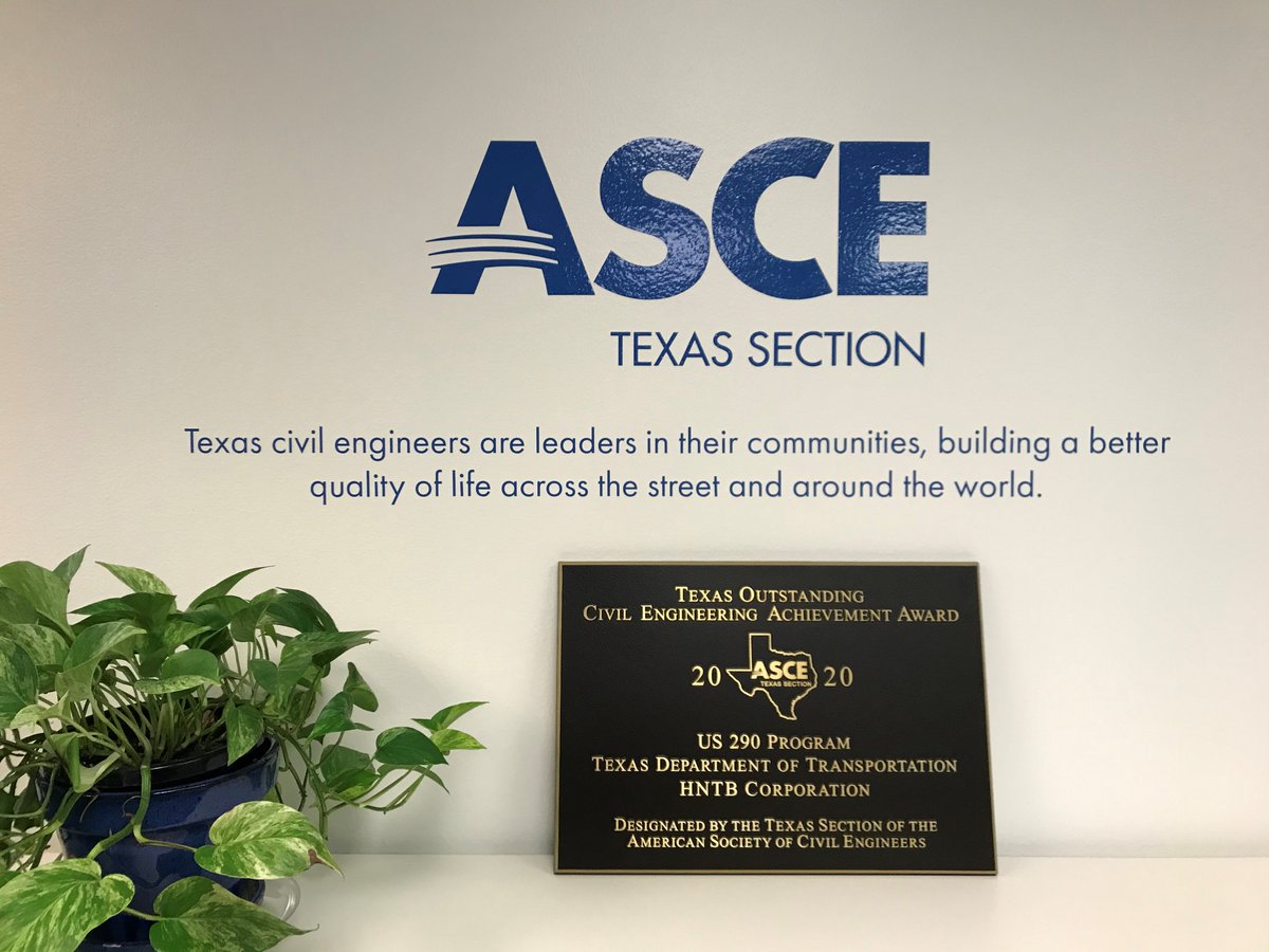TxDOTHouston's tweet photo. TxDOT is honored to receive the 2020 ASCE Texas Outstanding Civil Engineering Achievement Award along with the HNTB Corporation for the US 290 Program. @TEXASCEtweets #CECON2020 #TexasCECON #TexASCE https://t.co/IQKSvUrzzv