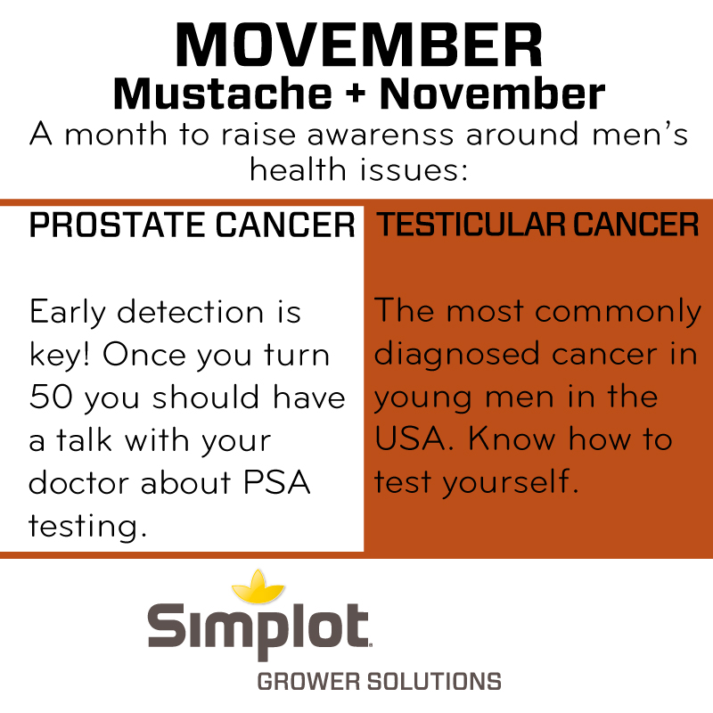 Simplot_SGS's tweet photo. It's November, you know what that means? MOVEMBER! It's the time to grow out your mustache for 30 days to support and raise awareness of men's health issues like prostate & testicular cancer. Learn more about the Movember movement here: https://t.co/FxSTMV9JAn
#SimplotSafety https://t.co/ZweCZzvL2y