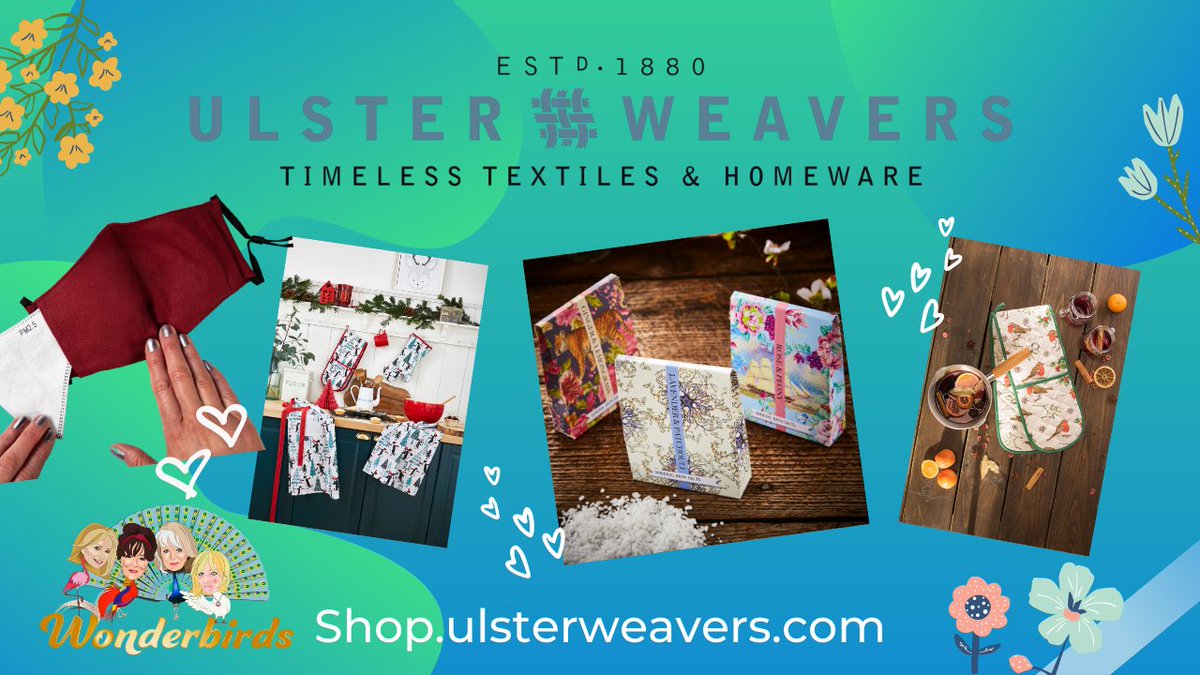 Excited to team up with <a href="/WonderbirdsShow/">Wonderbirds Show</a> with some fantastic product offers over the next few months. Tune in every Mon, Wed &amp; Fri at 4.30pm on Facebook Live &amp; YouTube to see <a href="/debbiearnold1/">debbie arnold</a> <a href="/harriet_thorpe/">Harriet Thorpe</a> <a href="/SherrieHewson/">sherrie hewson</a> <a href="/Dee_Anderson/">Dee Anderson</a> <a href="/CiaraJanson/">Ciara Zelmerlöw</a>  

shop.ulsterweavers.com