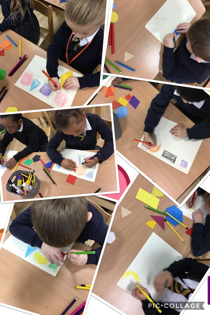 CroxtethCleaver's tweet photo. Y1/2 have been drawing around 2D shapes to make different patterns and pictures.🔺◾️🟣 #LinkedProvision @CroxtethC @RainbowEduMAT https://t.co/GeXXrmEmXW