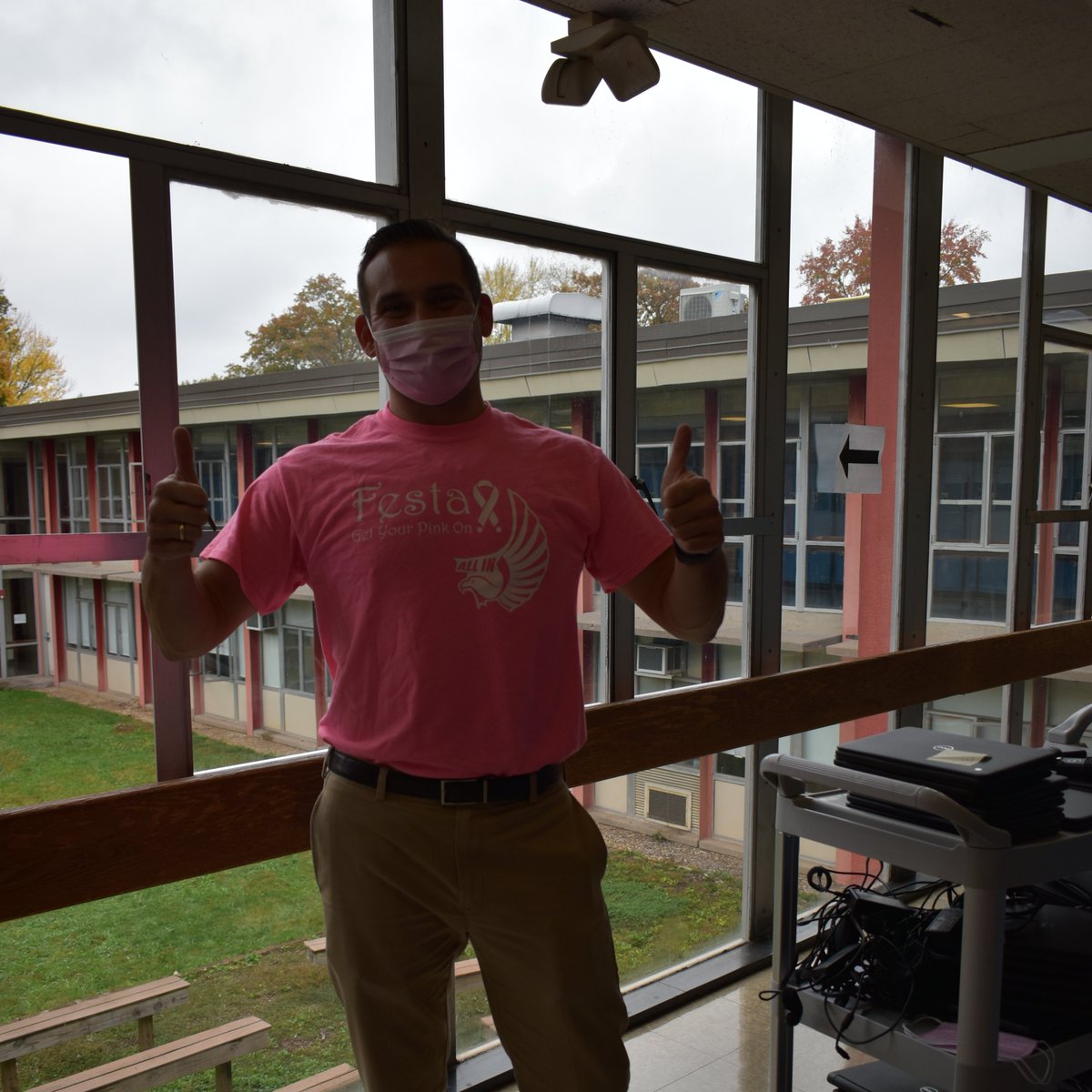 ccsdschools's tweet photo. This year's @FFMS_Falcons "Pink Out" may have looked different, but the spirit was there! From students to staff the school community joined together in honor of Breast Cancer awareness. The annual event raises funds for cancer-related causes. #CCSDOutreach #ClarkstownCSD https://t.co/wEwHQW5Aeq