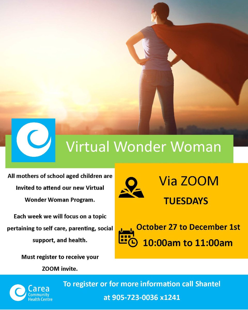 durhamchc's tweet photo. Join us for our FREE Virtual Wonder Woman Group.  Register with Shantel today to receive your Zoom invite!  905-723-0036 x1241 https://t.co/ovccJvkxSI