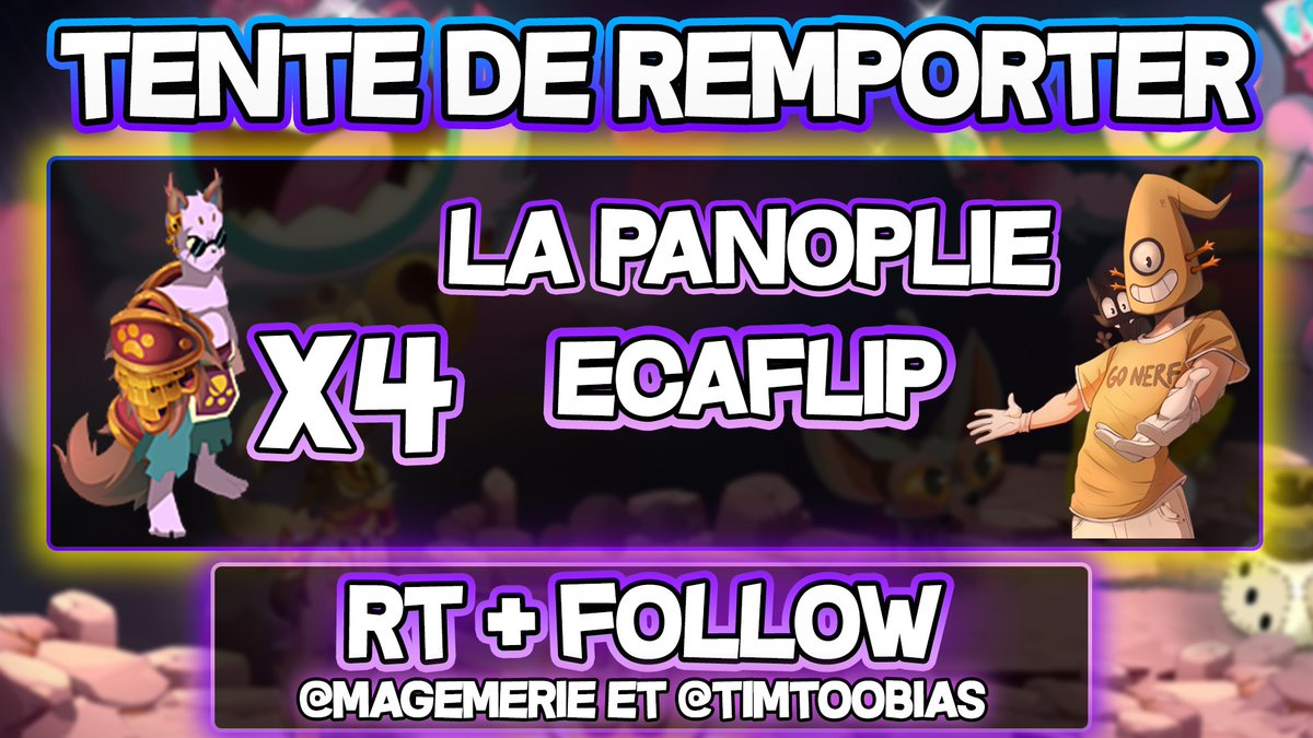 Timtoobias's tweet photo. 😼CONCOURS😼

La nouvelle panoplie Ecaflip est vraiment stylée 😎

Et chat (au secours) tombe bien, on vous en offre 4 avec Magem 👌

Pour participer RT+ Follow @Magemerie et @Timtoobias ❤️+🔁

⌚️TAS le 14/11

Bonne chance à tous ! 🍀 https://t.co/xS7bIMzMHV