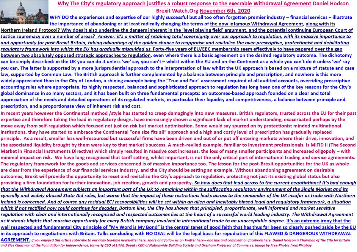 ElfieRobinson's tweet photo. #Why #The #City’s #regulatory #approach #justifies #a #robust #response #to #the #execrable #Withdrawal #Agreement Daniel Hodson
Brexit https://t.co/CkyzxKVi9X November 6th, 2020 https://t.co/InQDQe5z1S