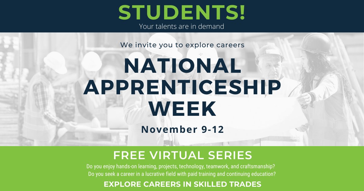 cued__in's tweet photo. Registration is open for Central Virginia Apprenticeship Council’s free virtual series. Students, you don’t want to miss this opportunity to learn more about apprenticeships and careers in the skilled trades. 

Register now: https://t.co/F98DHEduYK

#NAW2020 #BuildingLegacies https://t.co/gZ6o7goWlN