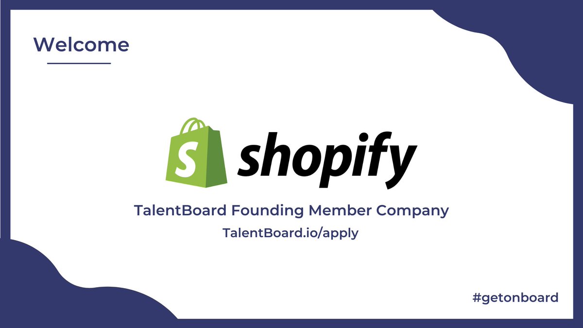 TalentBoardHQ's tweet photo. Introducing @Shopify as one of our founding companies at #TalentBoard! Current #opportunity:
🛍️ https://t.co/OxSylFoxsD
➡️ Make sure to complete the common application to apply by Nov 8: https://t.co/6OfAzGmqLw
#getonboard https://t.co/Aq7pGNiUgO